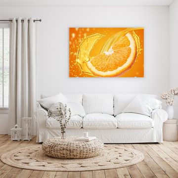 Primedeco Glasbild Wandbild Orangensaft mit Aufhängung, Früchte