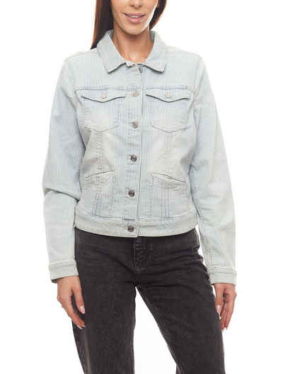 s.Oliver Jeansjacke s.Oliver Jeans-Jacke angesagte Damen Frühlings-Jacke mit Streifenmuster Freizeit-Jacke Blau/Weiß