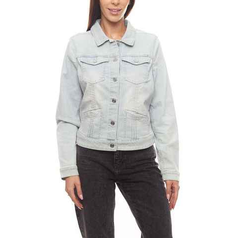 s.Oliver Jeansjacke s.Oliver Jeans-Jacke angesagte Damen Frühlings-Jacke mit Streifenmuster Freizeit-Jacke Blau/Weiß