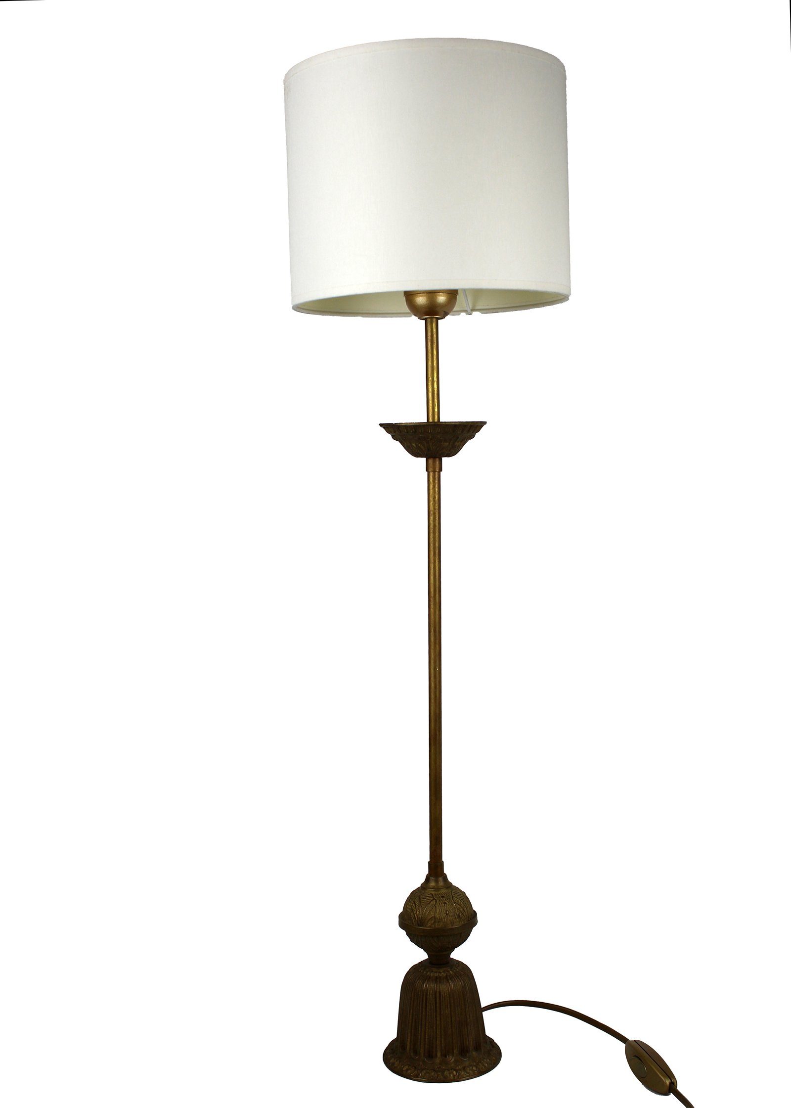 Signature Home Collection Tischleuchte Tischleuchte Altmessing mit Lampenschirm klassisch, ohne Leuchtmittel, warmweiß, handgefertigt in Italien gold farbig
