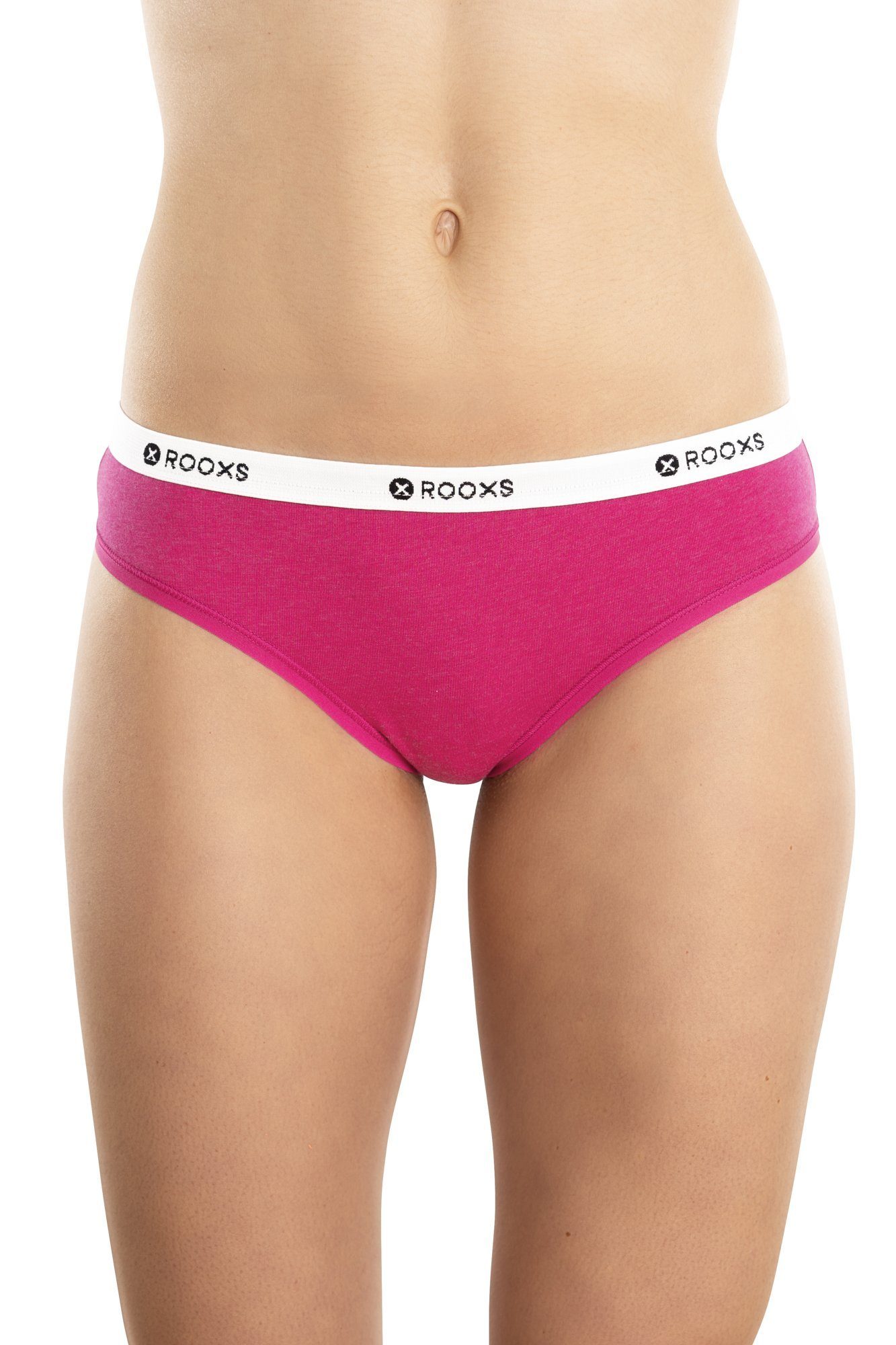 String Pink Tanga Baumwolle (3-St) Damen Tanga ROOXS Unterhosen Unterwäsche