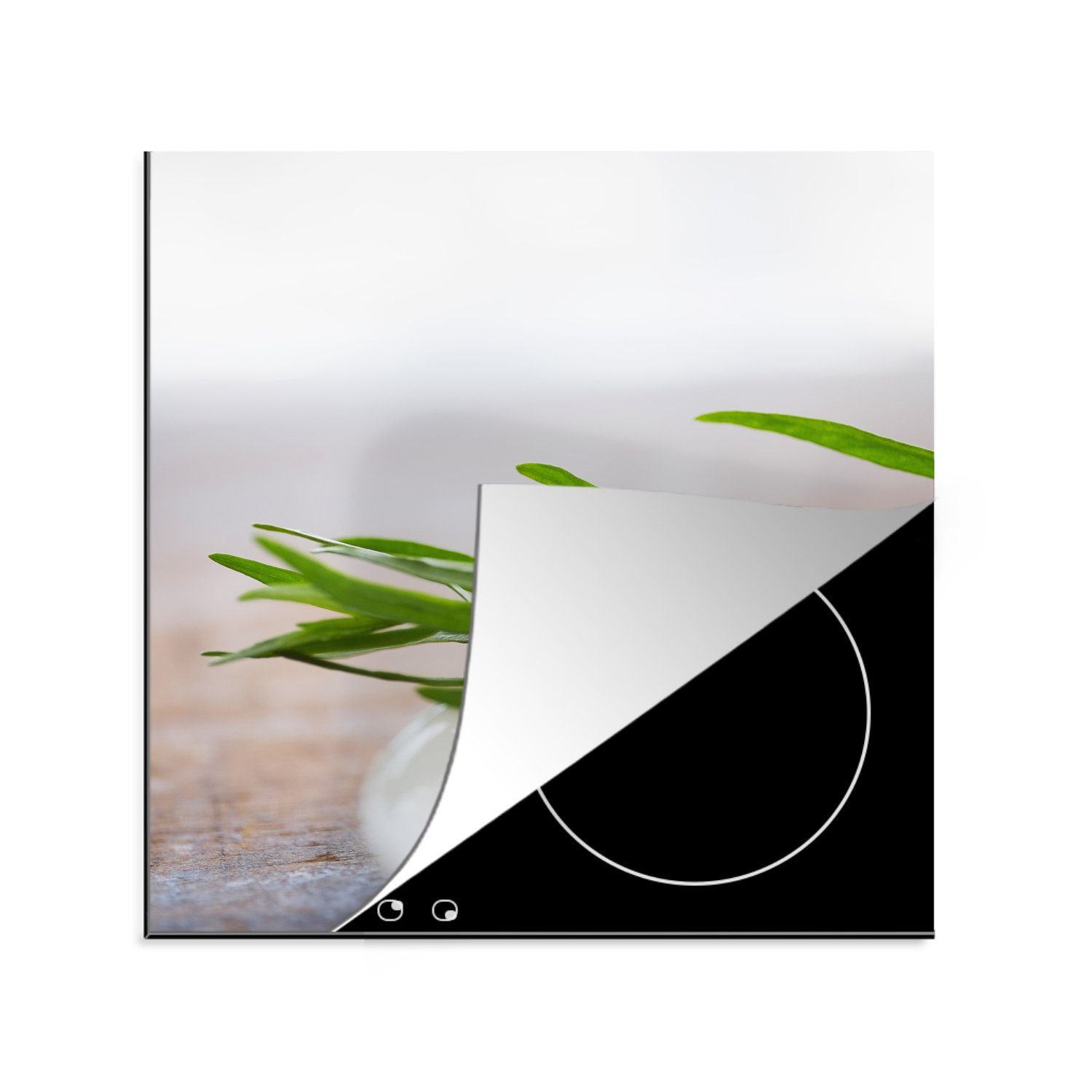Estragonpflanze, Arbeitsplatte der Keramikteller Vinyl, MuchoWow Schönheit Herdblende-/Abdeckplatte 78x78 tlg), für Ceranfeldabdeckung, küche der cm, (1 mit