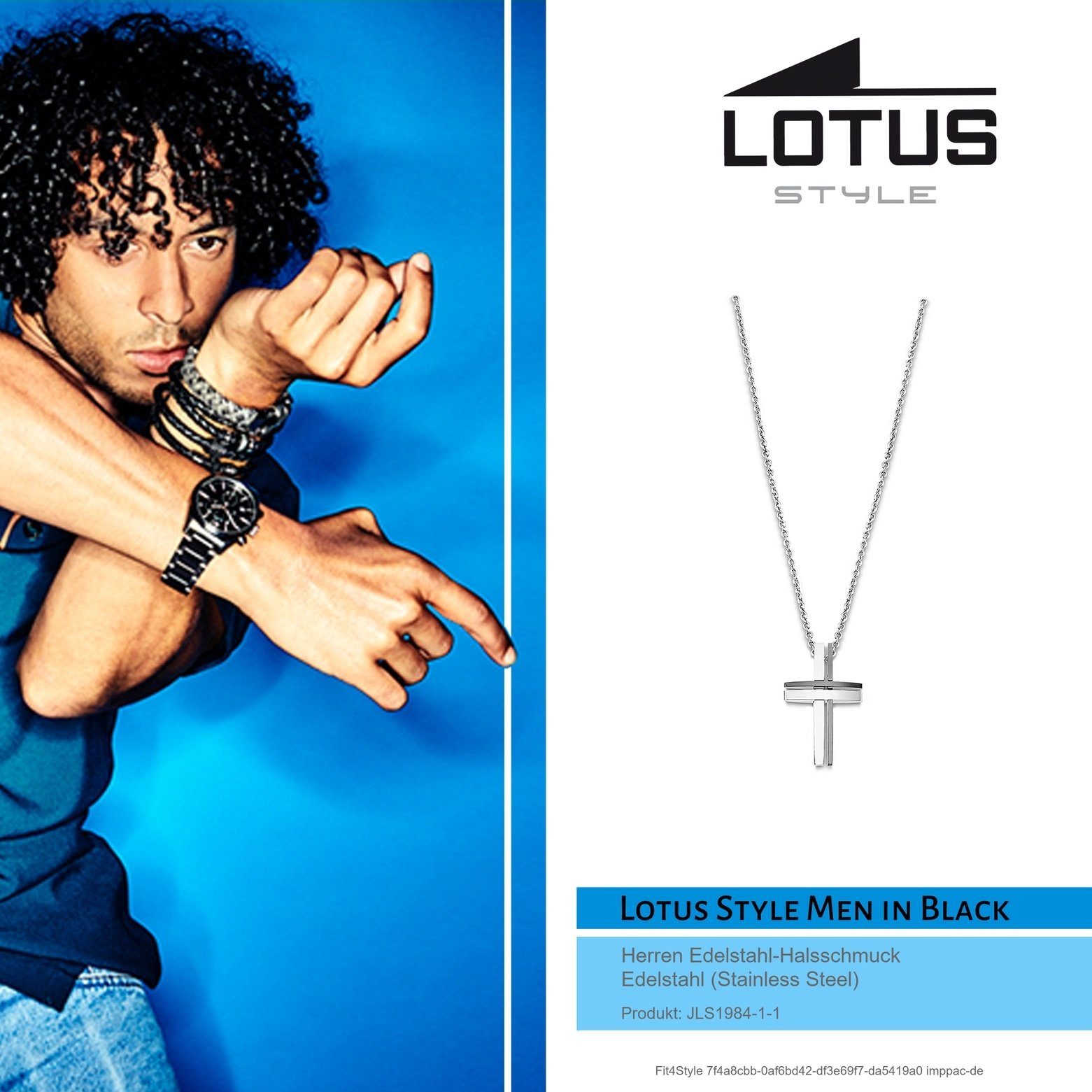 Edelstahl Lotus aus Style LOTUS Style Steel) für Halskette silber Edelstahlkette (Halskette), (Stainless Herren
