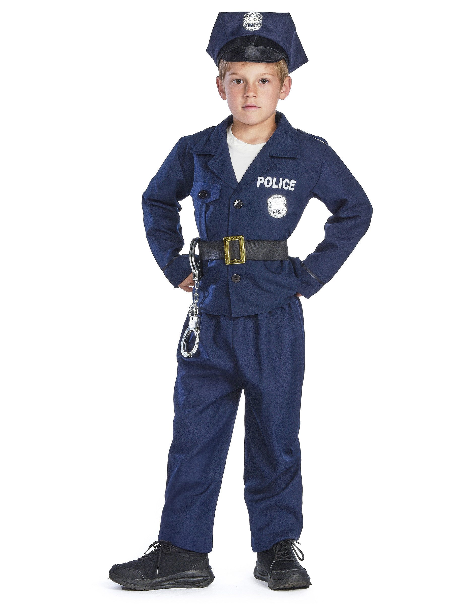 JADEO Kostüm Kleiner Polizist Kinderkostüm Officer blau-schwarz-silber