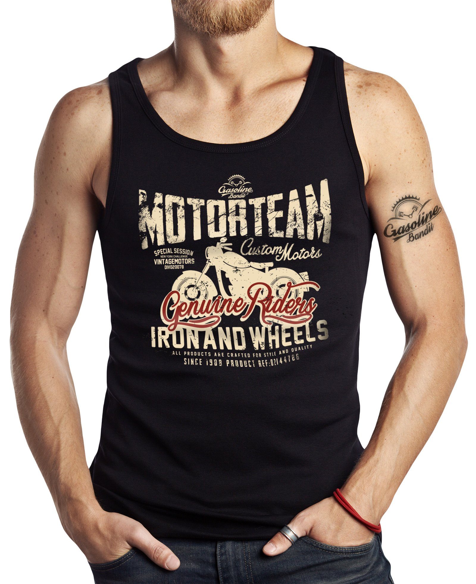 GASOLINE BANDIT® Tanktop Muskel-Shirt für Biker: Motor Team