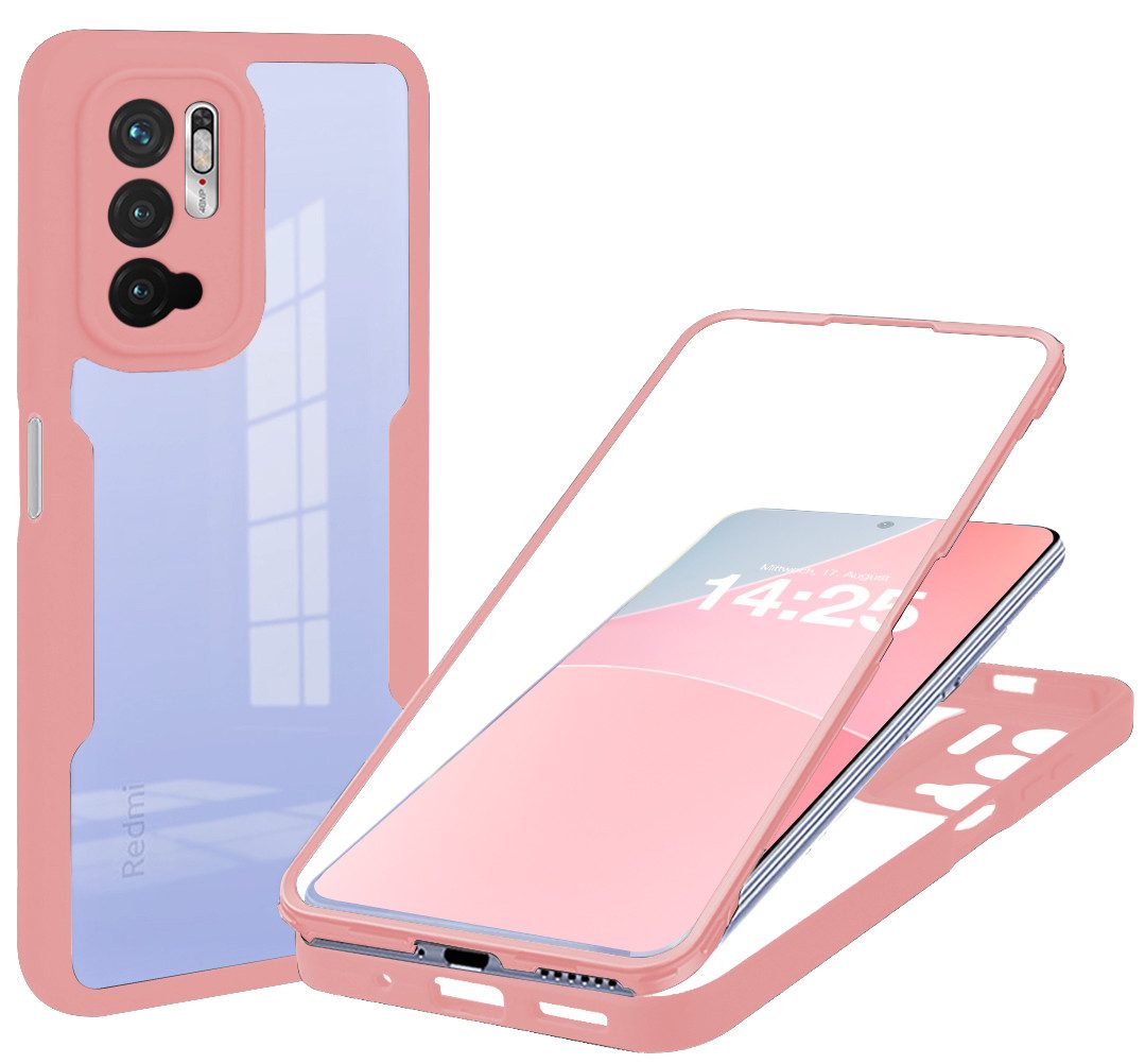 Tec-Expert Handyhülle 360 Grad Hülle für Xiaomi Redmi Note 10 5G 6.5 Zoll, 6.5, Rundum Schutz Cover Case Hülle robust