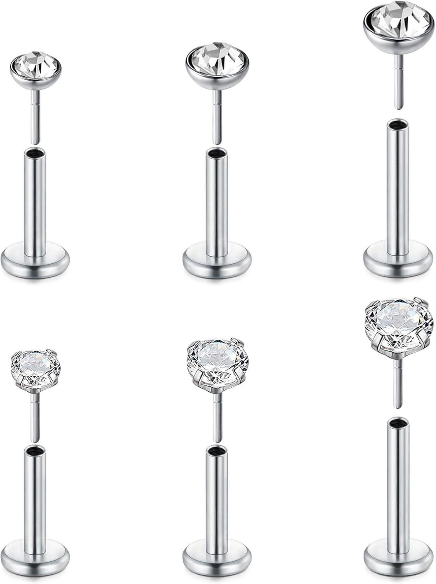 MODRSA Piercing-Set 16G Durchsichtig Acryl Chirurgenstahl Lippen Tragus Helix Piercing Set