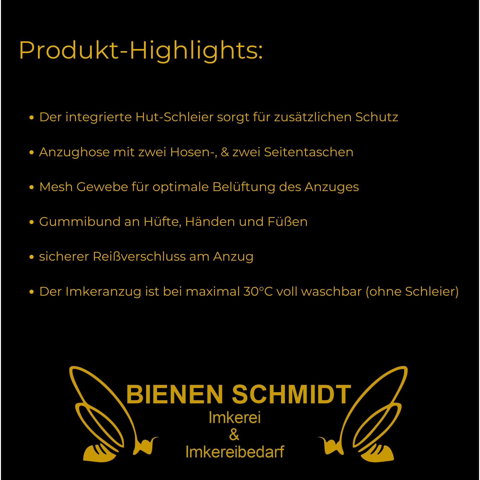 BIENEN SCHMIDT Arbeitsoverall Imkerschutzanzug KIDS-Full-Air mit integriertem Hut & Schleier weiß Kinder Imkersuit Schutzkleidung für Kinder Schutz-Overall