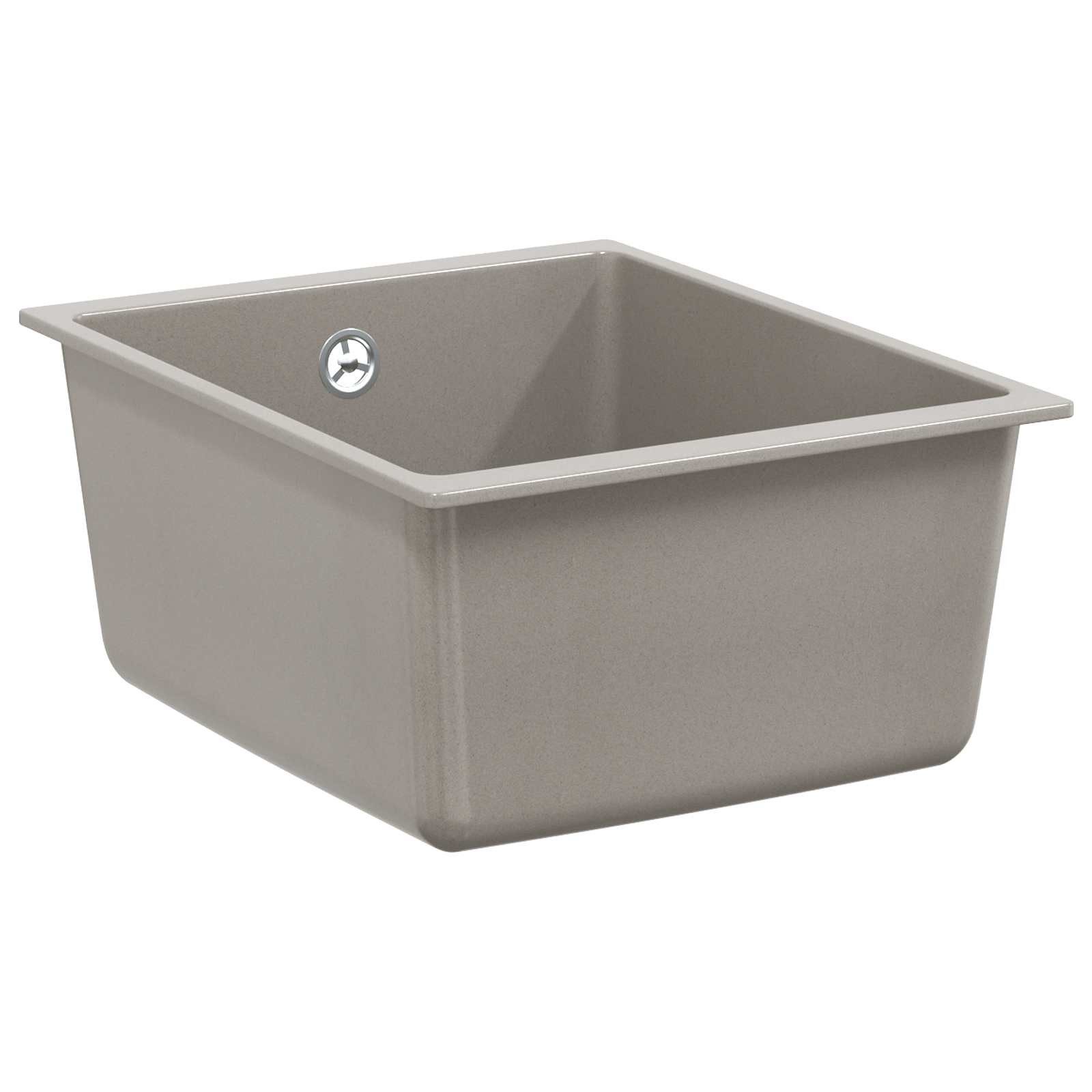 vidaXL Granitspüle Waschbecken 80% Quarz und 20% Harz 370 x 460 mm Grau, Rechteckig, 5/370 cm, (1 St)