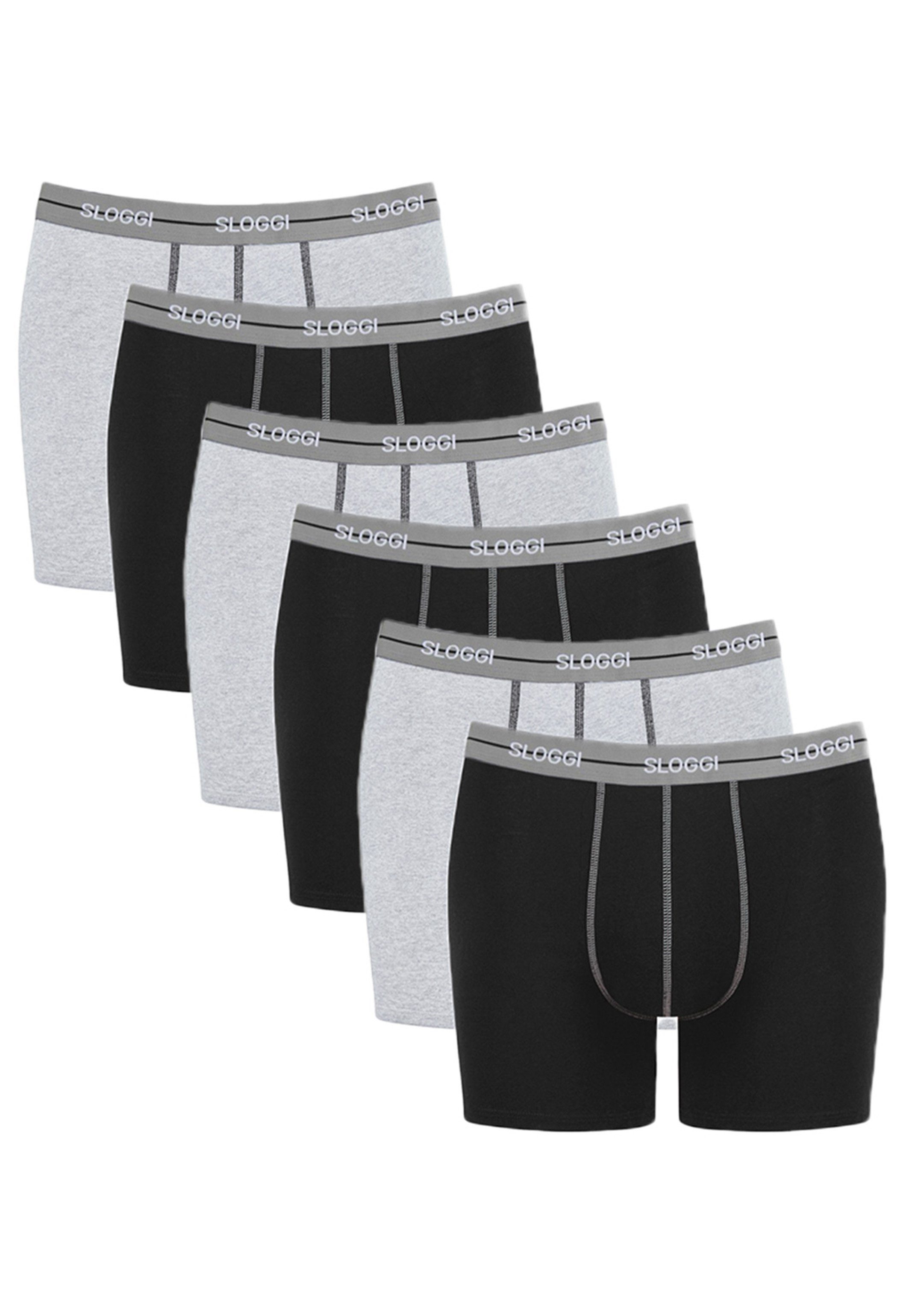 Sloggi Retro Boxer 6er Combination (Spar-Set, Pack Grey - - Start Pant Long Baumwolle Ohne Eingriff Short 6-St) - 