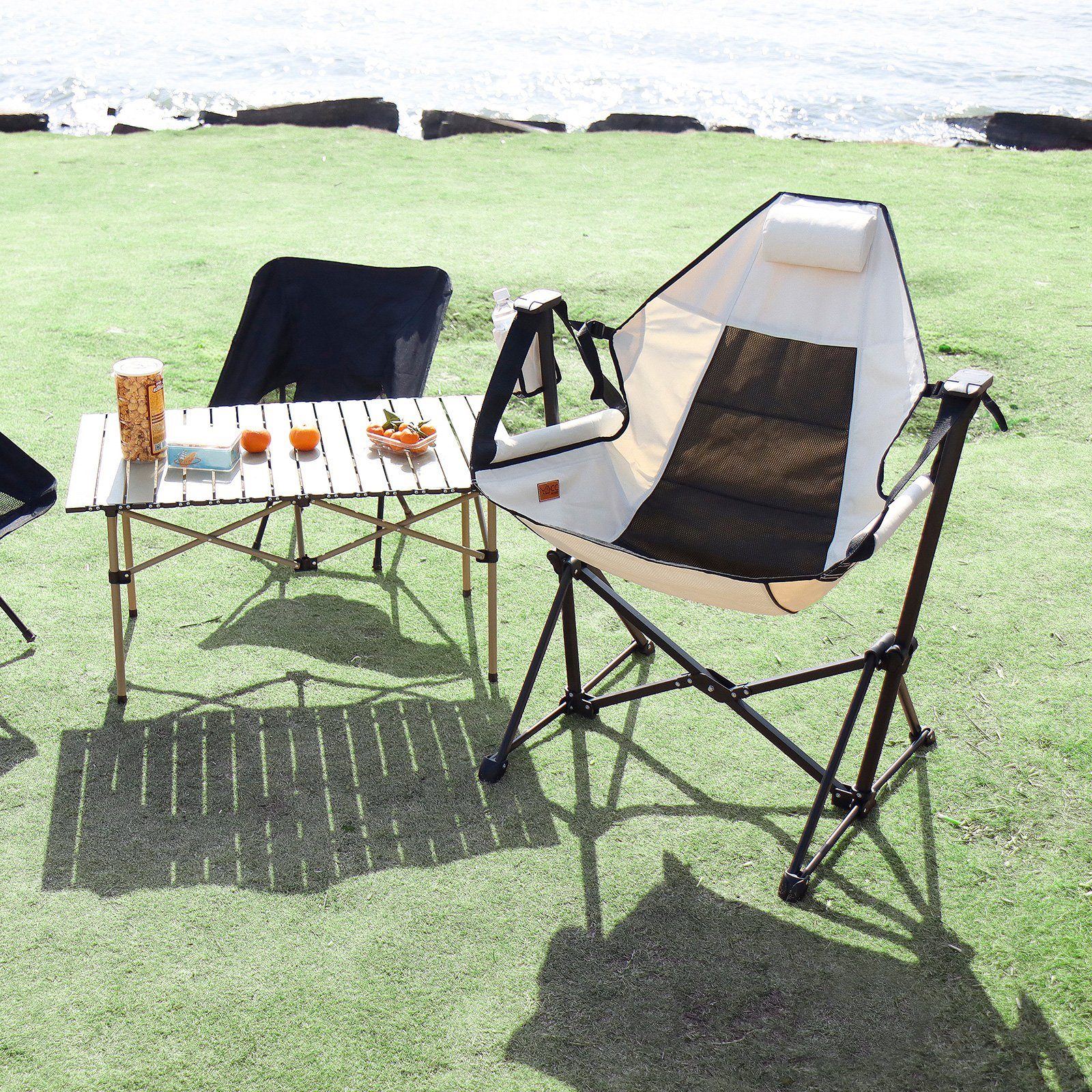 CCLIFE Schaukelstuhl Schaukelstuhl Campingstuhl Gartenstuhl Faltbar günstig online kaufen