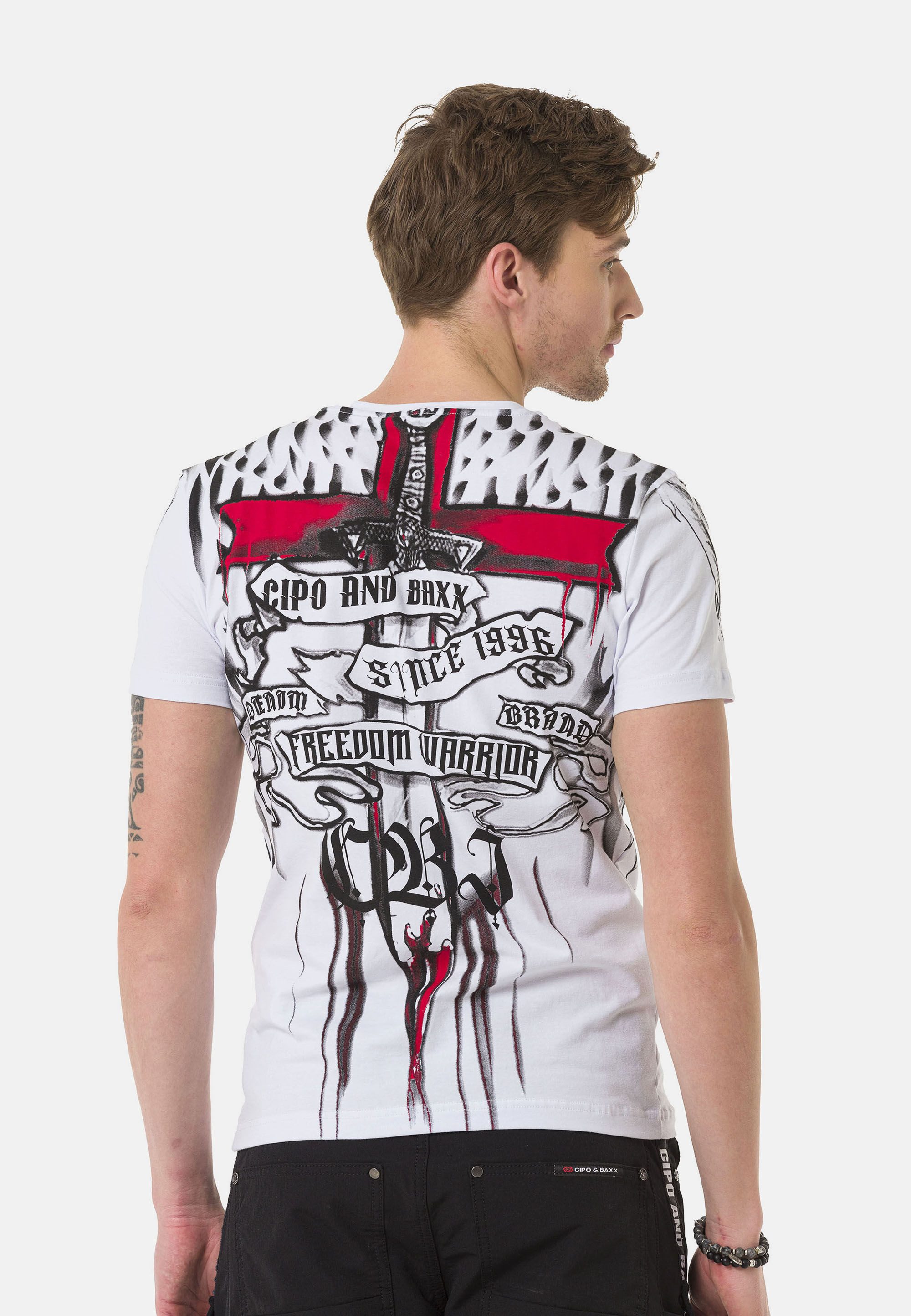 Cipo & Baxx T-Shirt T-Shirt mit coolen Prints, Vorder- und Rückseite
