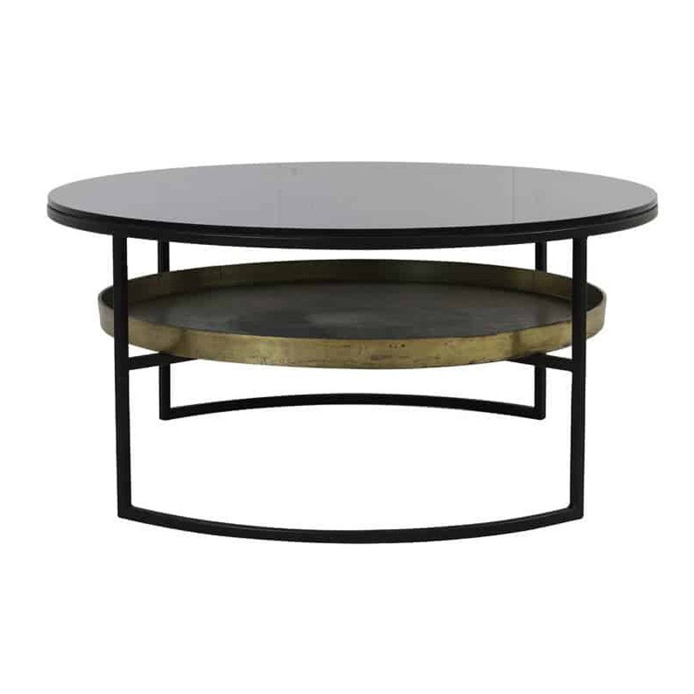 Light & Living Couchtisch Couchtisch ROWDY Light & Living Ø88x40 cm Glas Schwarz-Antik Bronze