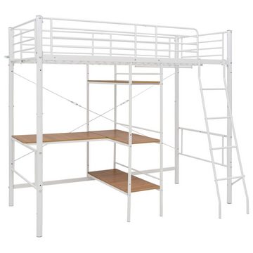furnicato Bett Etagenbett mit Tischrahmen Weiß Metall 90x200 cm