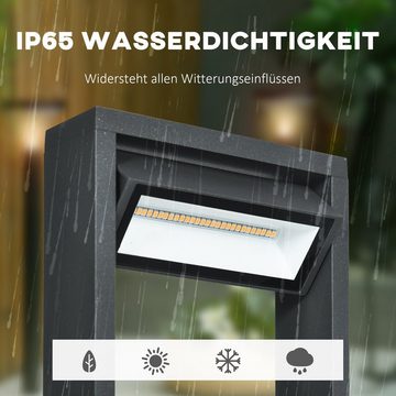 Outsunny LED Gartenleuchte Wegleuchte, Pfostenlicht mit LEDs, wetterbeständig, Dunkelgrau, Vertsellbares Neigungswinkel, LED, Warmweiß, Pollerleuchte mit Verstellbarem Neigungswinkel