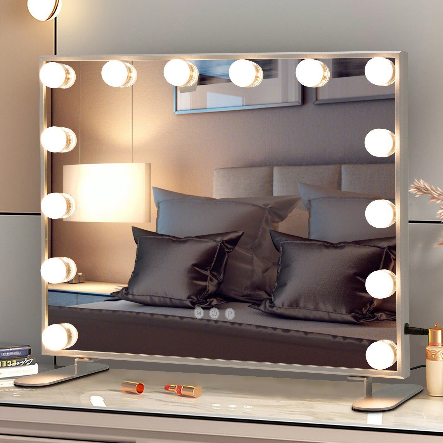 COSTWAY LED-Lichtspiegel, 2-in-1 Tischspiegel & Wandspiegel, 3 Lichtfarben günstig online kaufen