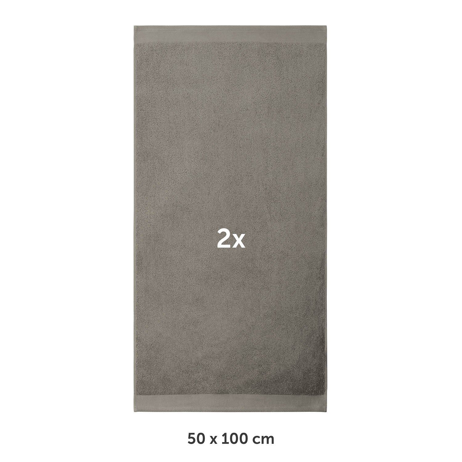 Blumtal Handtücher Premium 2er 50x100cm mit Grau Handtücher 100% und Baumwolle Set Aufhängschlaufen, (2-St), saugstark, Handtücher Set - Frottee Frottier weich