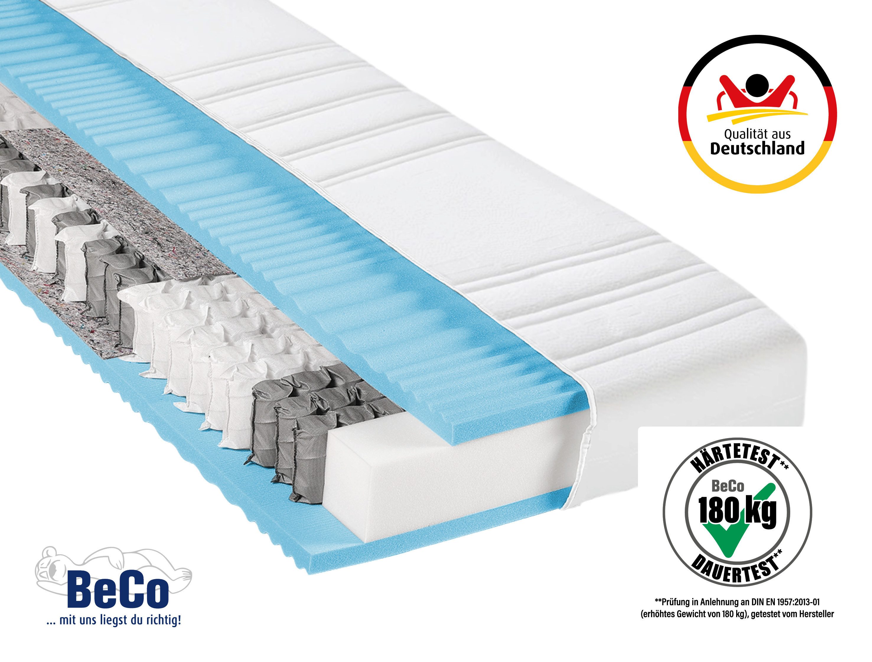 Taschenfederkernmatratze BodyMax, Beco, 22 cm hoch, komfortable Matratze in 90x200, 140x200 cm und weiteren Größen