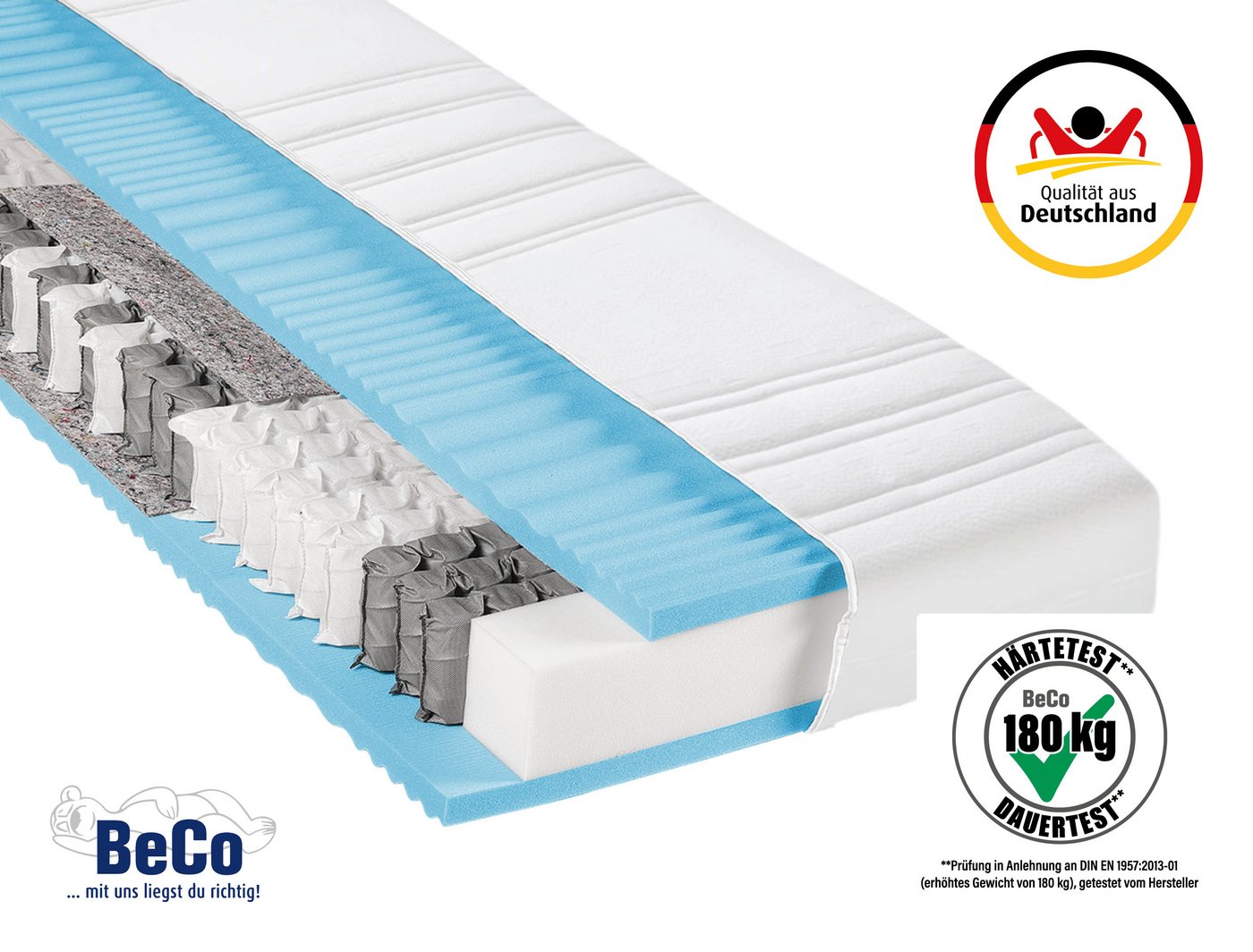 Taschenfederkernmatratze BodyMax, Beco, 22 cm hoch, komfortable Matratze in 90x200, 140x200 cm und weiteren Größen