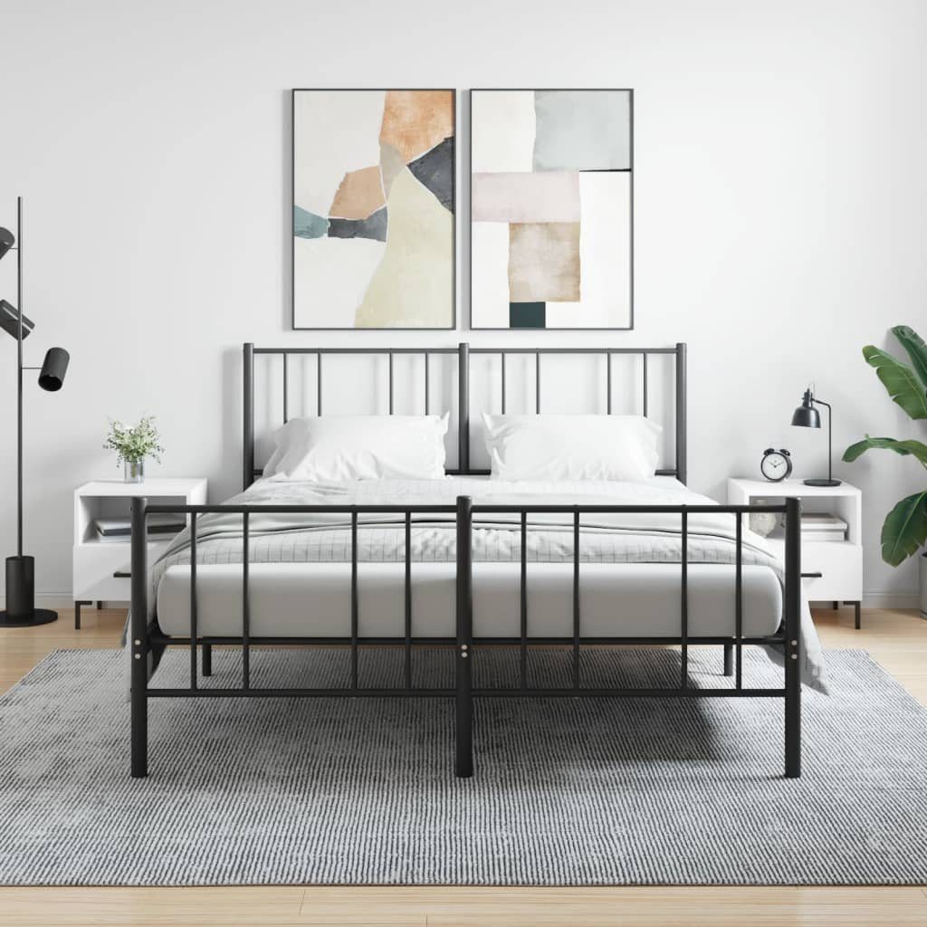 Nachttisch Weiß 40 x 35 x 47,5 cm aus Holzwerkstoff mit Metallfüßen