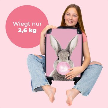 NoBoringSuitcases.com© Kinderkoffer Kaninchen - Kinder - Kaugummi - Rosa 55x35x20cm, 4 Rollen, Reisetasche mit rollen, Handgepäck für Ferien, Kindertrolley, Koffer