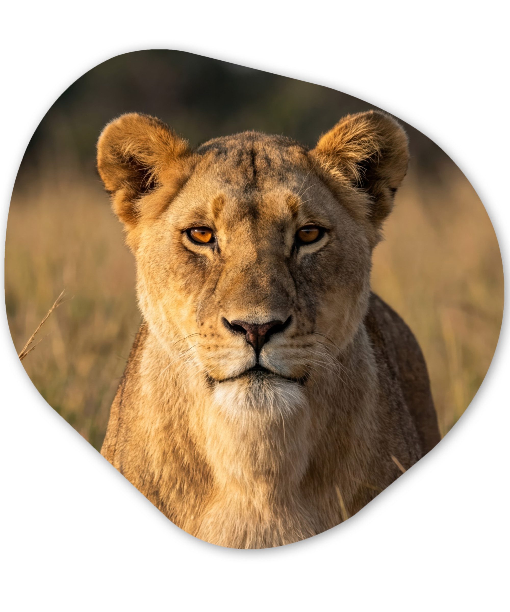 MuchoWow Gemälde Löwin - Gras - Gelb, Fotodruck (1 St), Wandbild Abstrakt, Wohnzimmer Schlafzimmer Wanddekoration, 40x40 cm