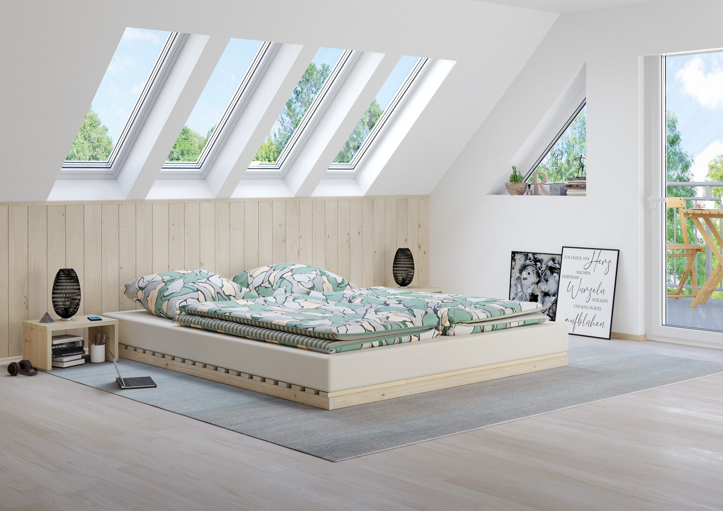 ERST-HOLZ Futonbett Niederflurbett Metallfrei 160 x 200 cm Futon Fichte Unbehandelt, Fichte unbehandelt