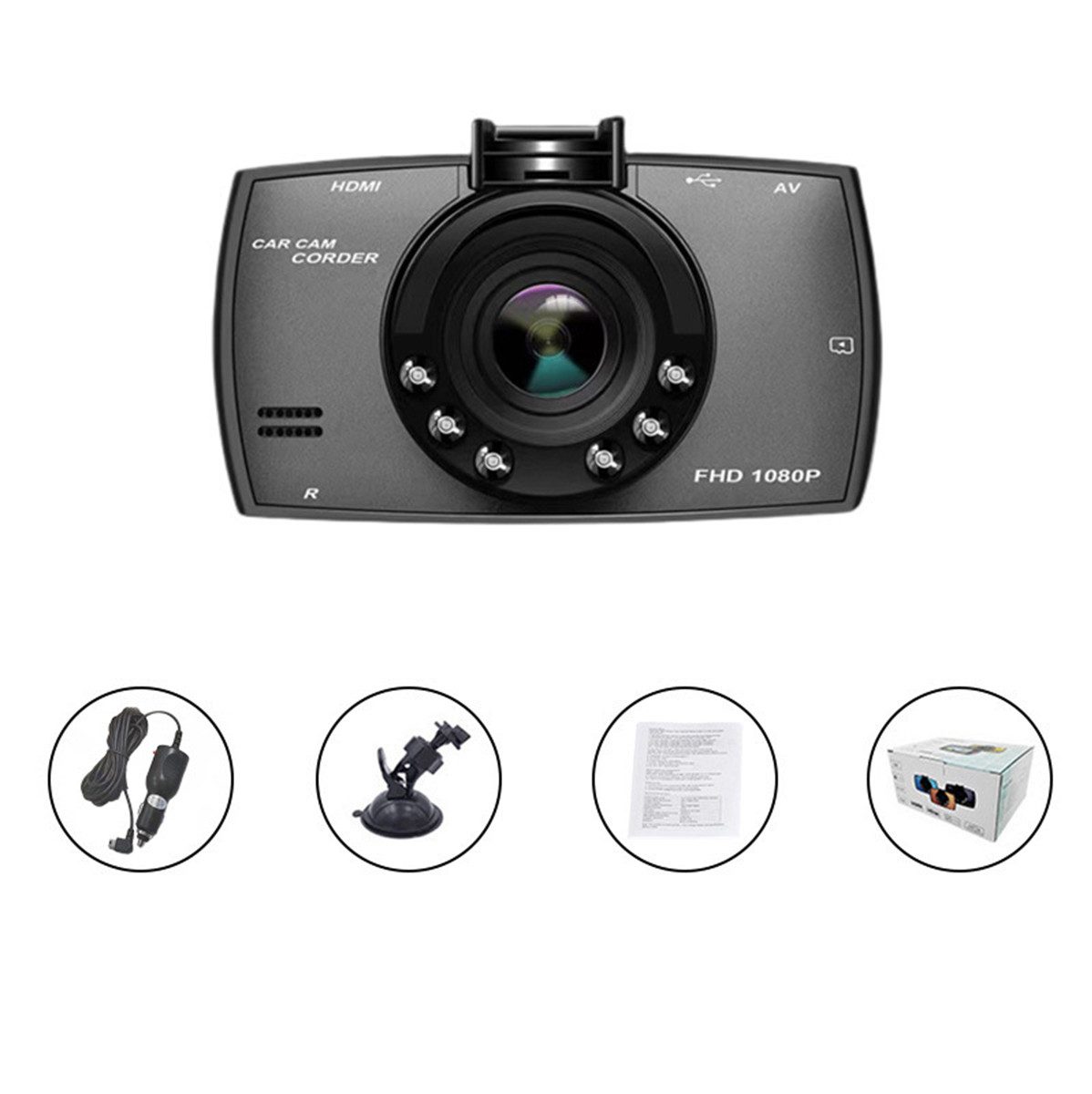 Novzep Dashcam, 2,2/2,4-Zoll, 120-Grad-Weitwinkel, mit Nachtsichtlichtern, Überwachungskamera (Saugnapfhalterung, ideal für die Aufzeichnung von Fahrten bei Nacht)