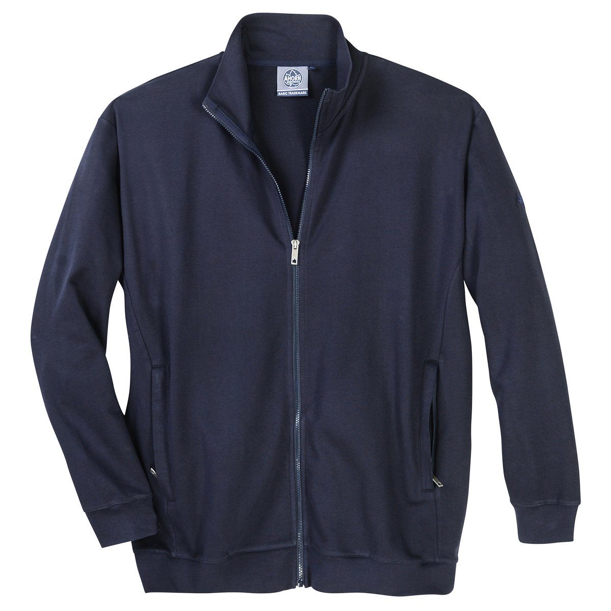 AHORN SPORTSWEAR Sweatjacke Ahorn Sportswear Übergröße dunkelblaue Stehkragen-Jacke