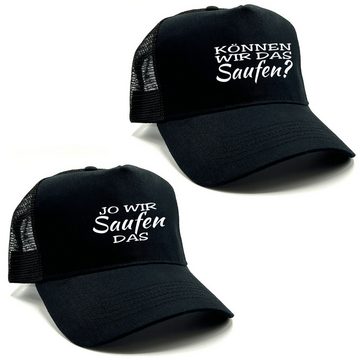 Herzbotschaft Trucker Cap 2er Set Basecap mit Spruch KÖNNEN WIR DAS Saufen? - JO WIR Saufen DAS One Size durch verstellbaren Klip-Verschluss