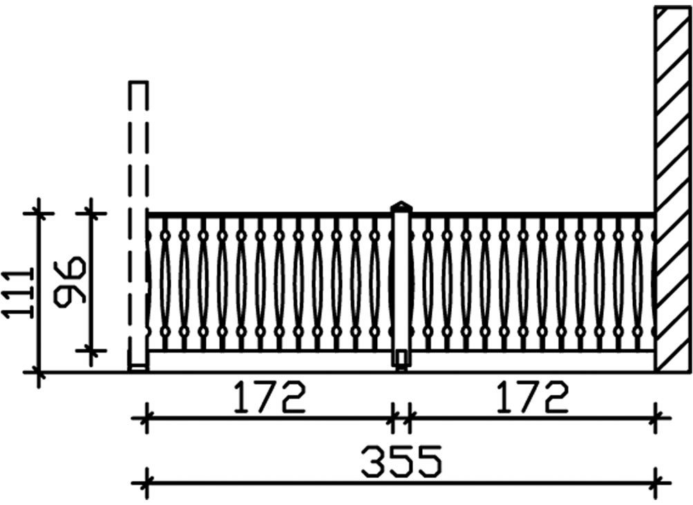 Thumbnail - Skanholz Brüstungsgeländer Balkonschalung, 335 cm Länge, 96 cm Höhe, mit 1 Pfosten, für die Seite