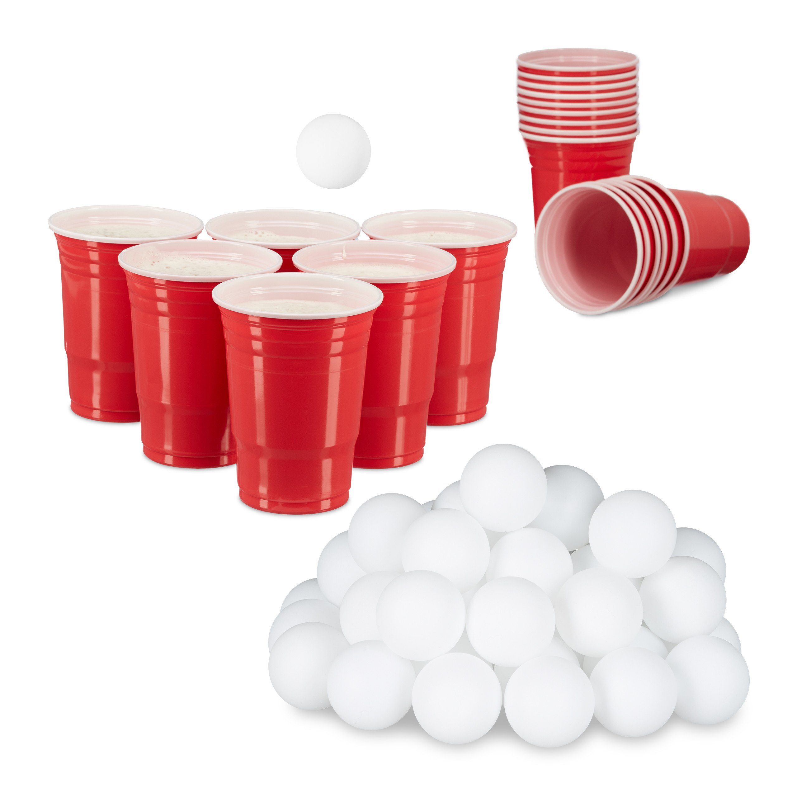 relaxdays Tischtennisball Beer Pong Set