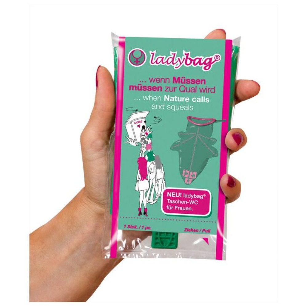 DocMed Urinbeutel ladybag Taschen-WC für Frauen (diskret, handlich und einfach zu transportieren, 1 St., Ideal für unterwegs), Sofort einsatzbereit