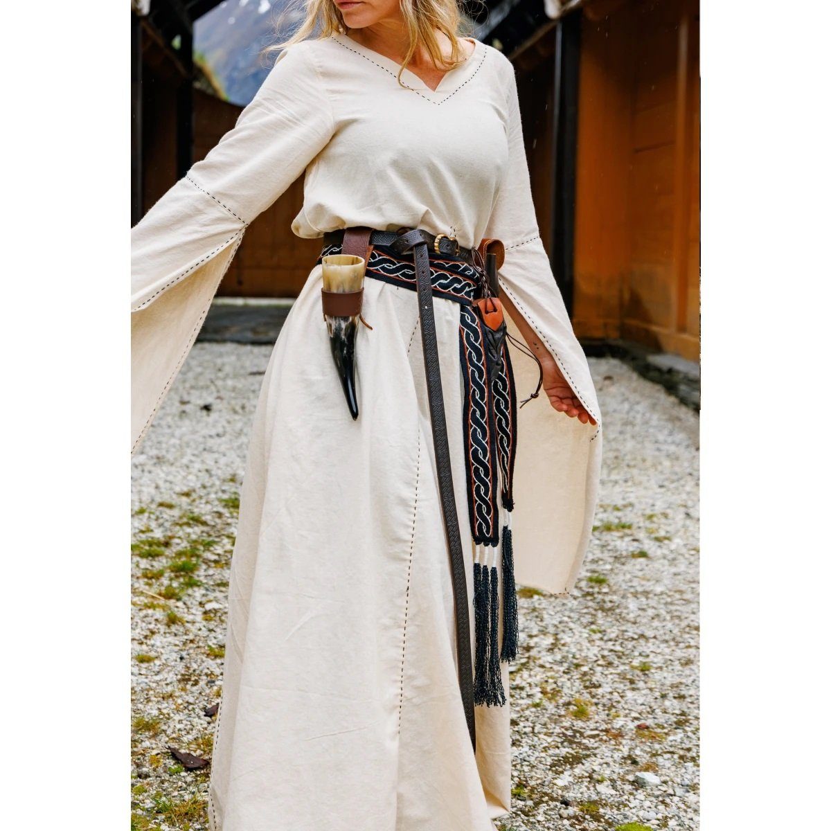 Ritter-Kostüm Wikinger Gürtel schwarz aus Baumwolle, "Elina"