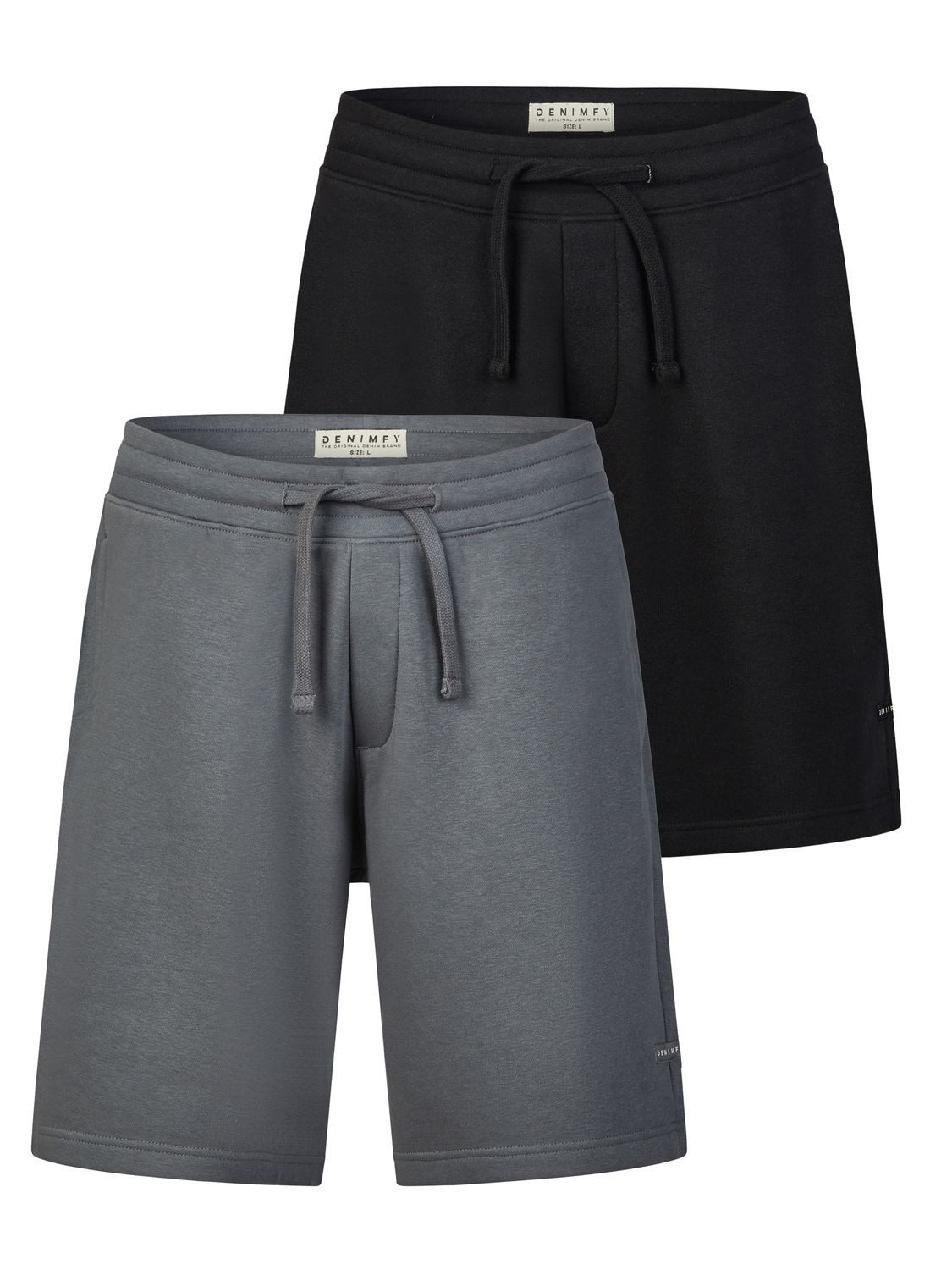 DENIMFY Sweatshorts Herren Sportshorts DFPablo 2er Pack Regular Fit Bermudashort mit Kordelzug