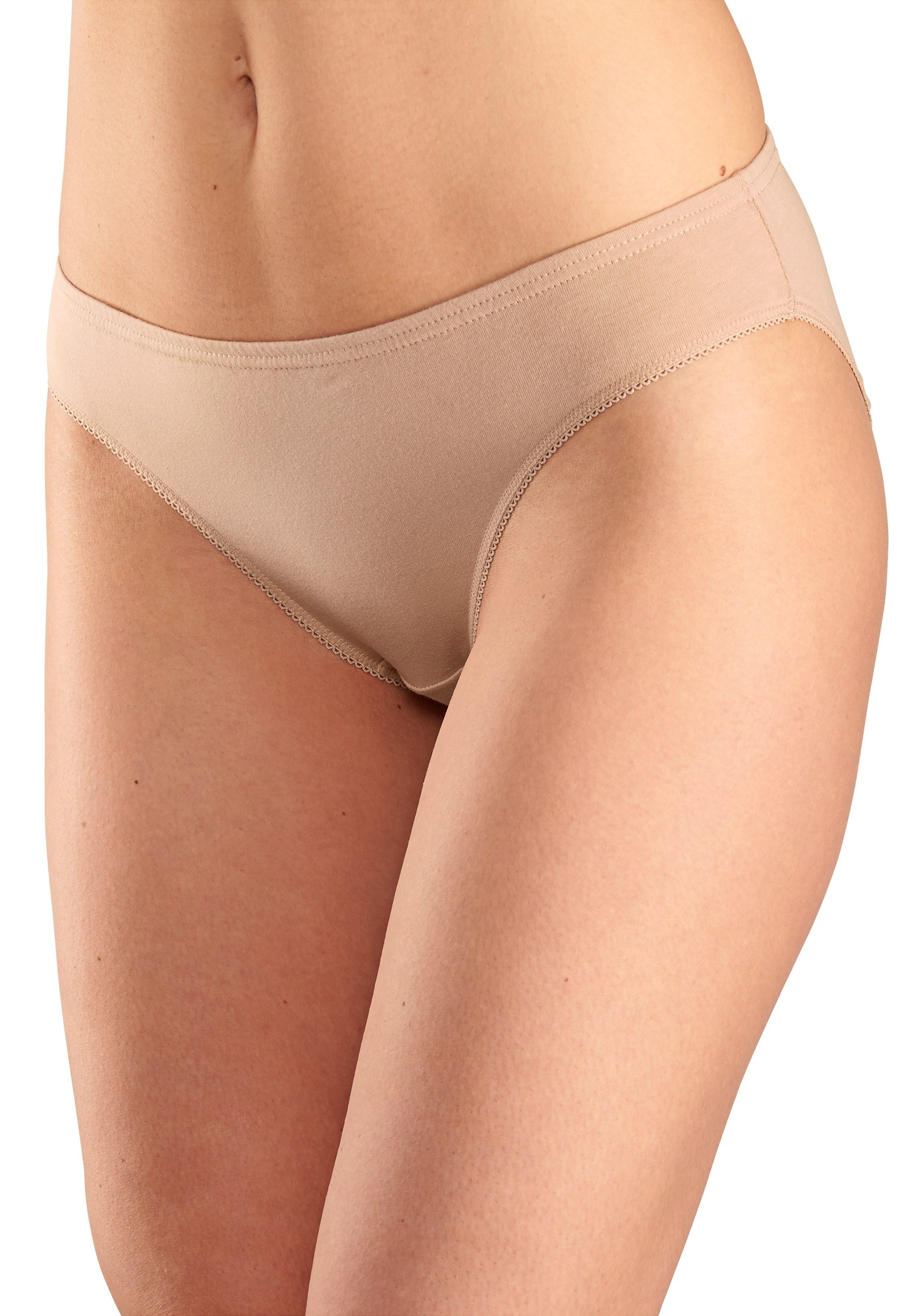 Bikinislip schwarz, petite fleur (Packung, weiß Baumwolle 5-St) beige, elastischer aus