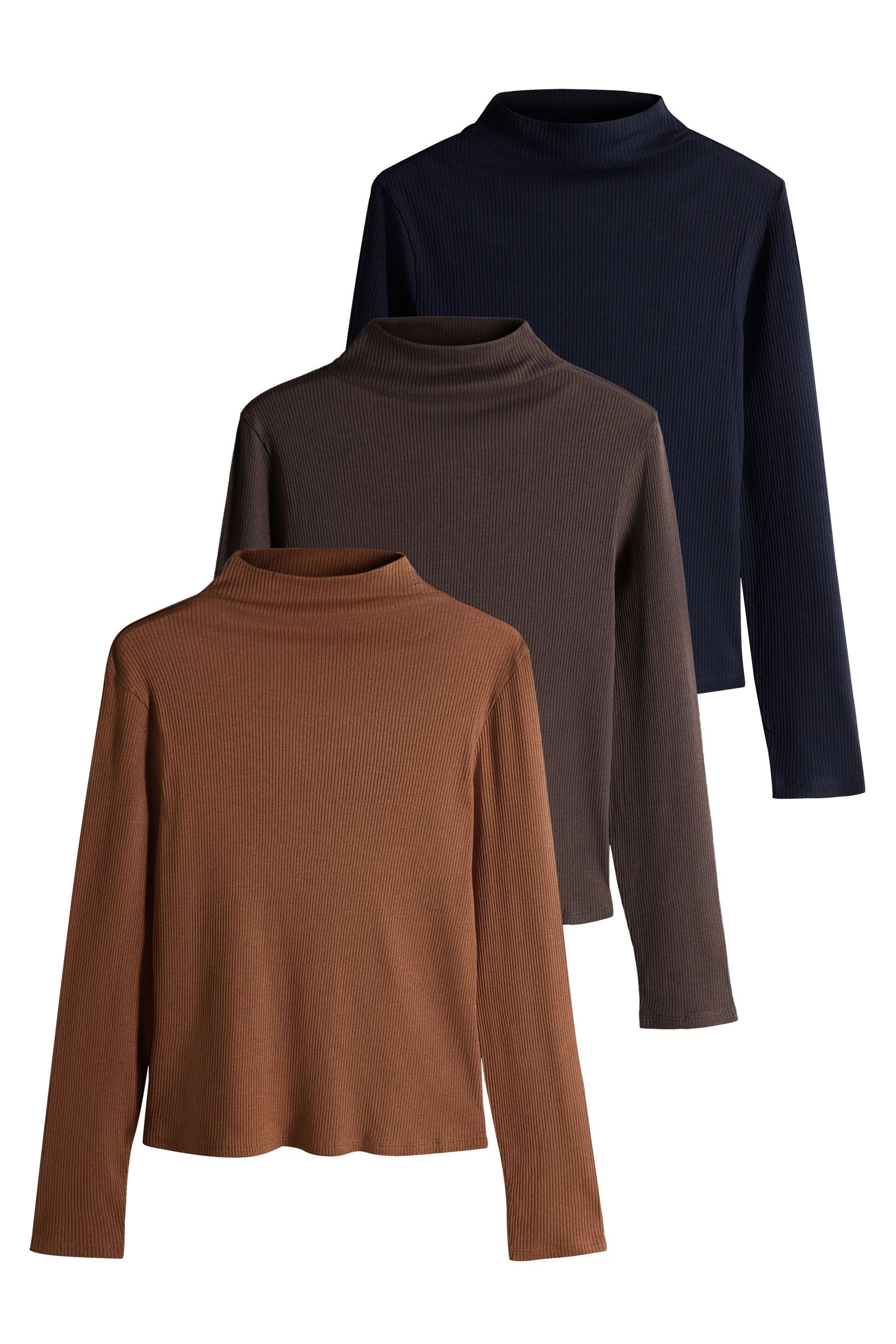 The Set Langarmshirt The Set Gerippte Langarmshirts, 3er-Pack (3-tlg)