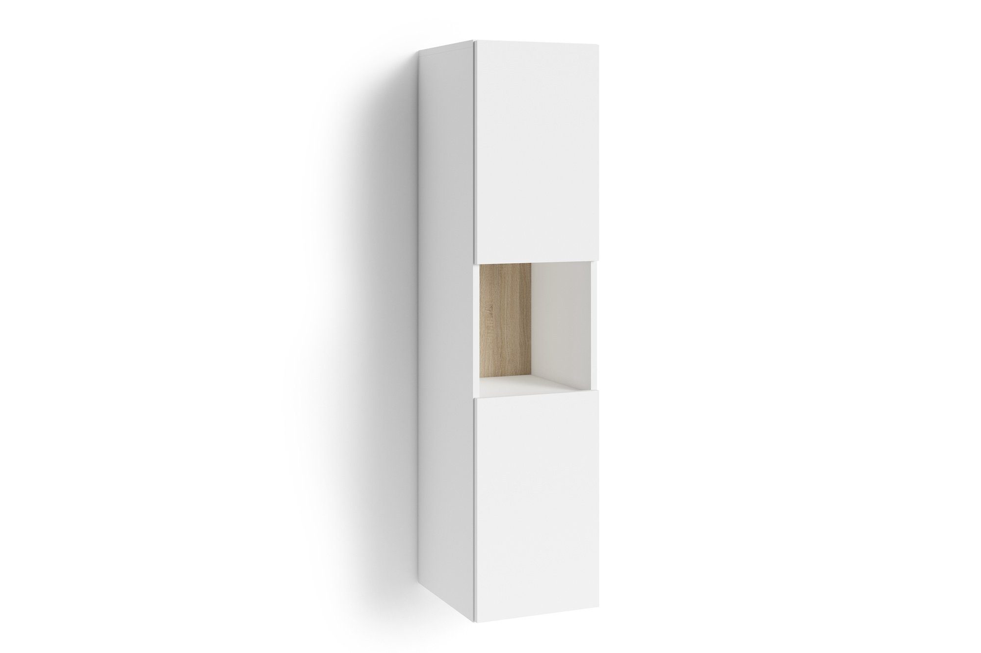 möbelando Hochschrank MARINO (BxHxT: 31x131x36,5 cm) in weiß mit 2 Türen und Absetzungen in Sonoma