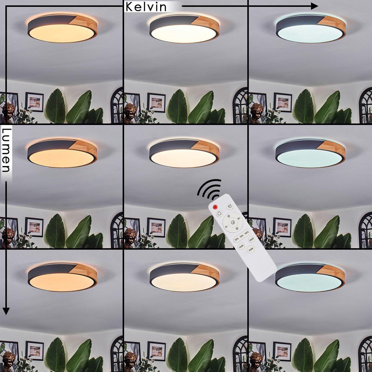 hofstein Deckenleuchte Deckenlampe aus Metall/Holz/Kunststoff in Natur/Schw günstig online kaufen