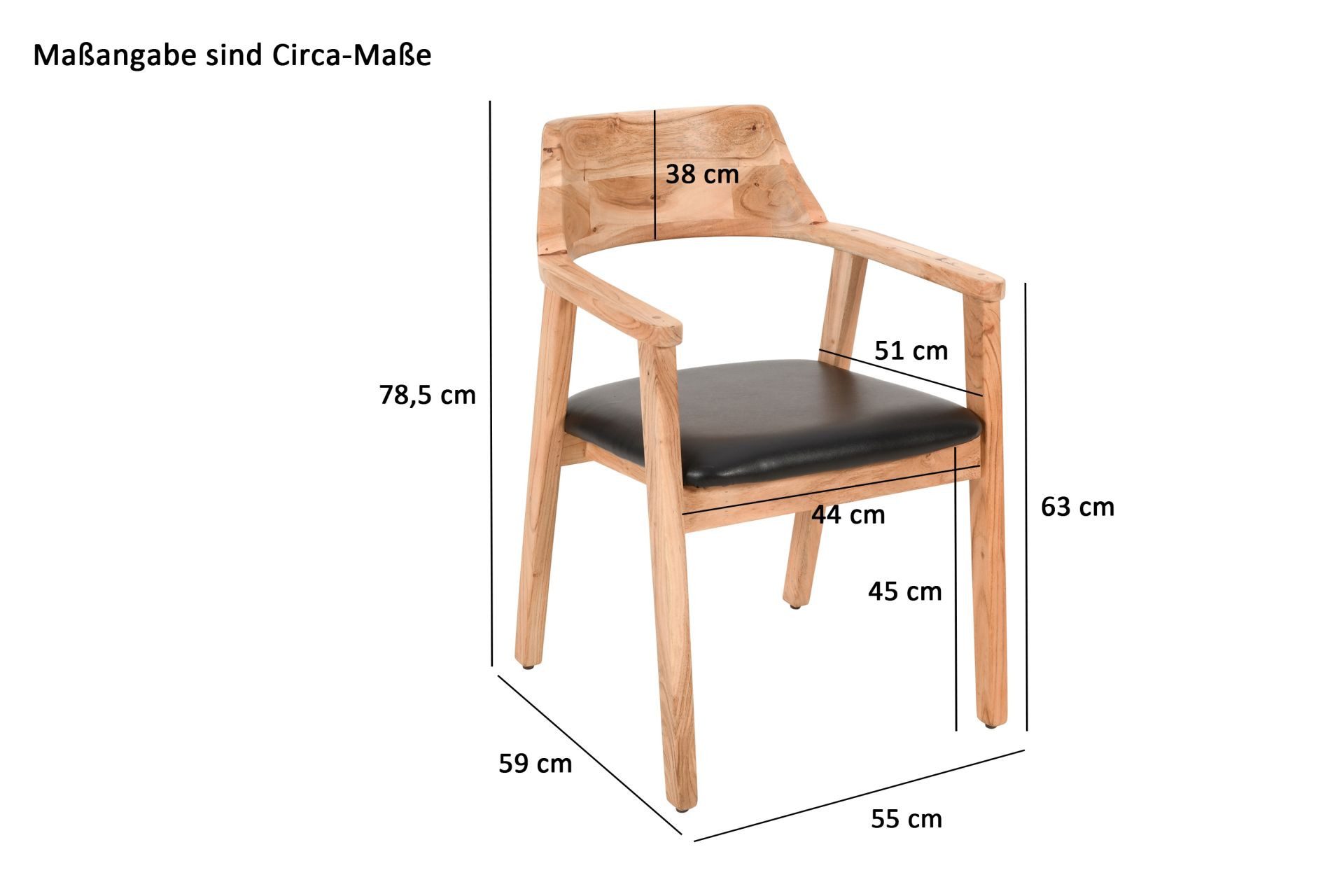 SAM® Esszimmerstuhl Molina, mit Armlehnen, Echtleder-Bezug, Akazie
