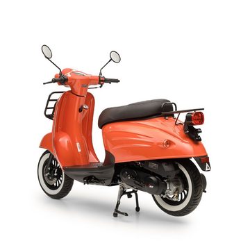 Burnout Motorroller Luna Feuerrot, 50 ccm, 45 km/h, Euro 5, Unverwechselbares Retro Design, Moped, Neues Modell 2024