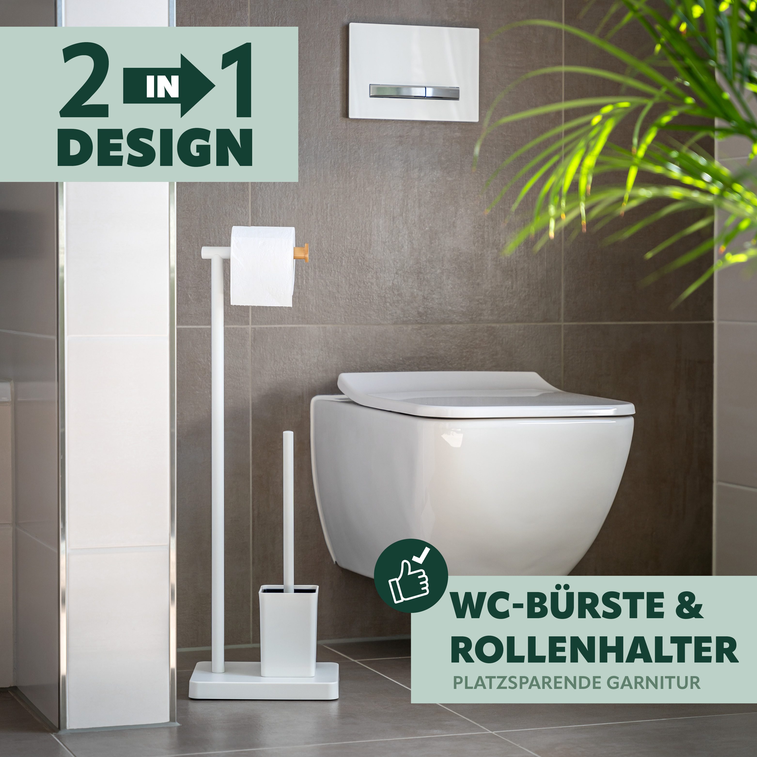bremermann WC-Garnitur Stand-WC-Garnitur 2in1, WC-Bürste, WC-Rollenhalter, günstig online kaufen