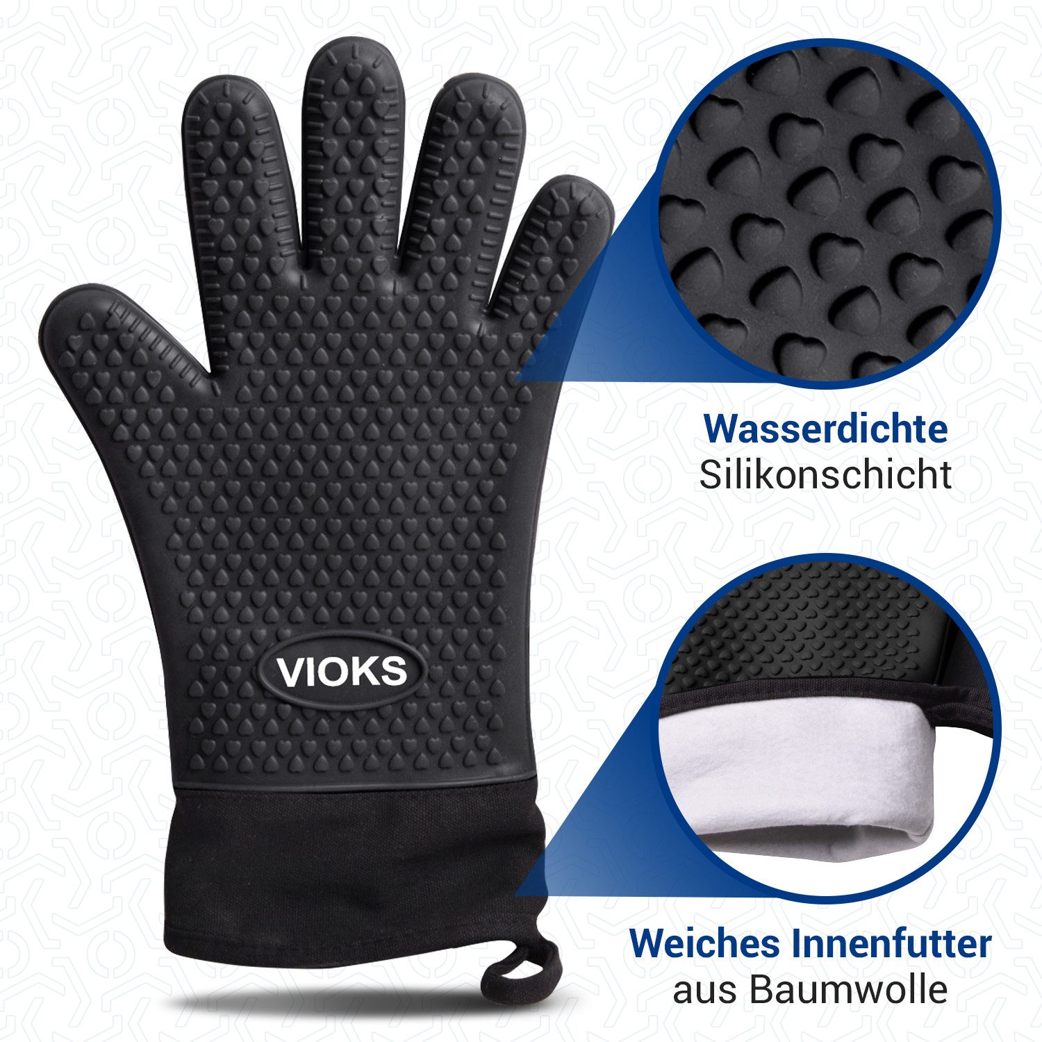 VIOKS Grillhandschuhe Ofenhandschuhe 2 Stück feuerfest rutschfest, für Grill BBQ – Bild 2 von 5