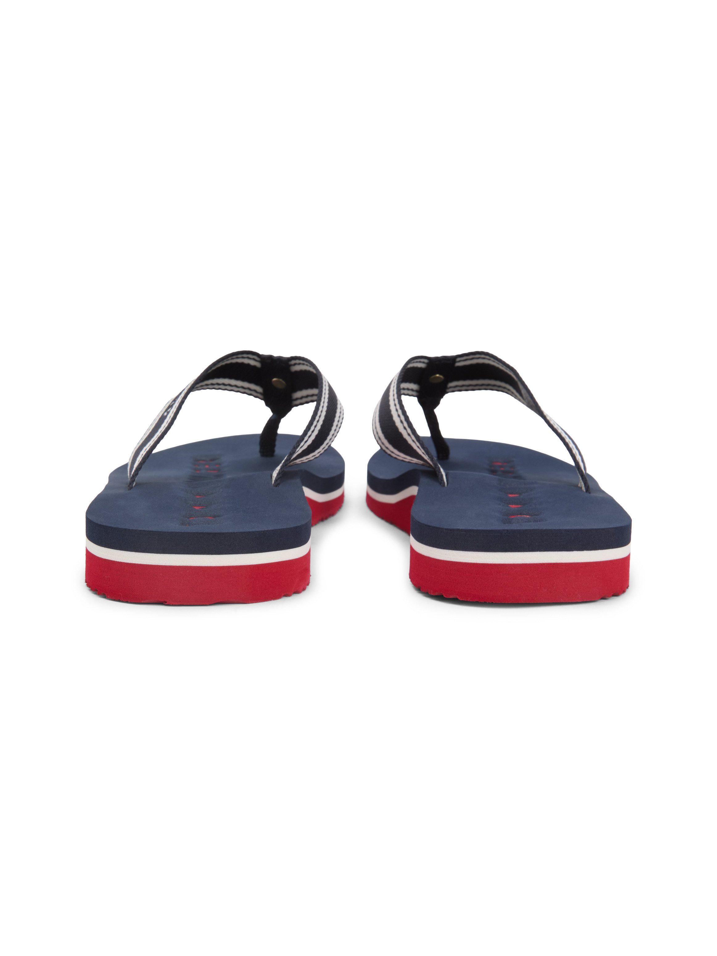Tommy Hilfiger TH WEBBING SUMMER SANDAL Zehentrenner Sommerschuh, Strandschuh, Dianette mit Streifen und Logoschriftzug