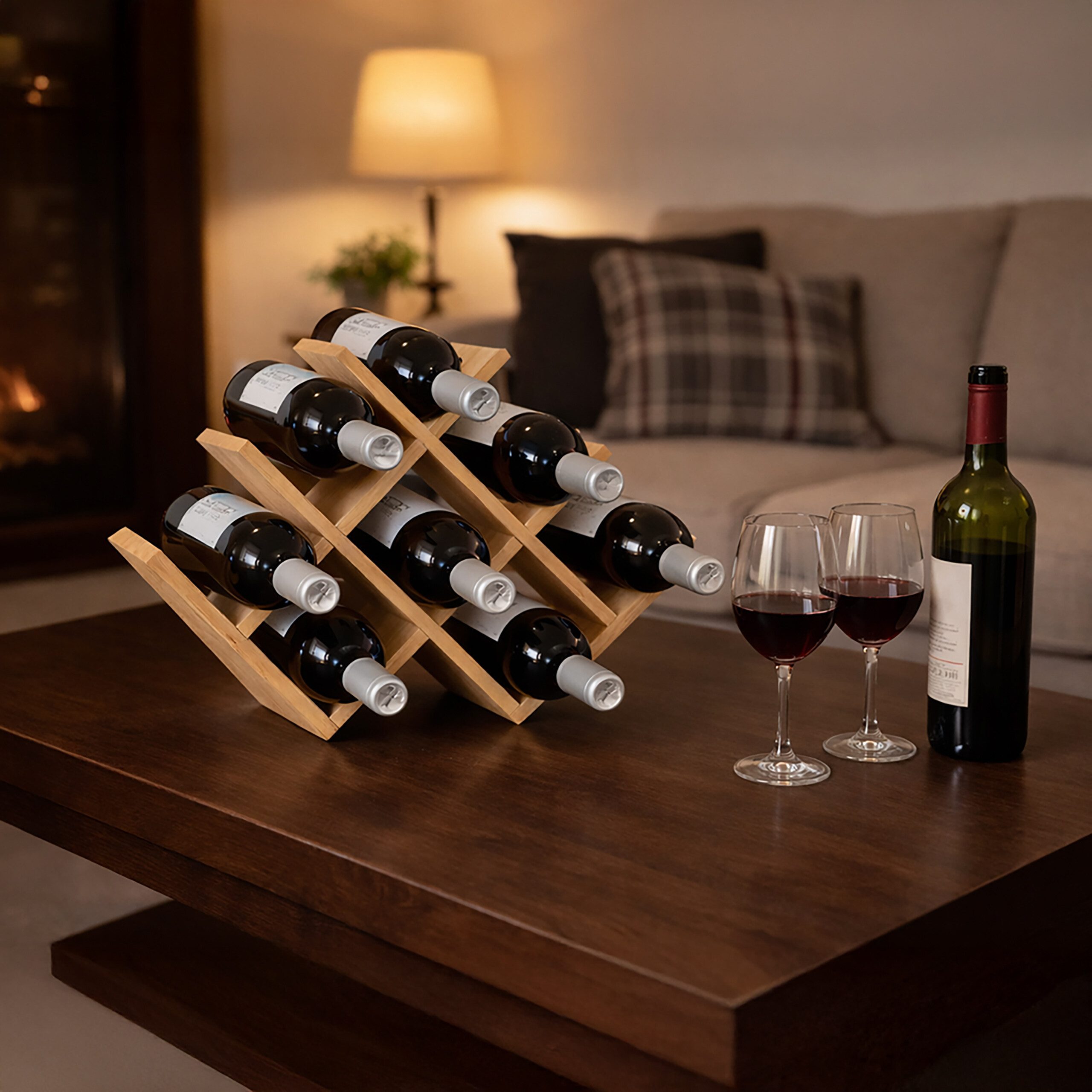 relaxdays Weinregal aus Bambus für 8 Flasche, natur
