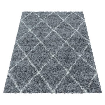 Hochflor-Teppich Geometrisches Design aus Polypropylen in Grau für Wohnzimmer 80x150cm, Ayyildiz Teppiche