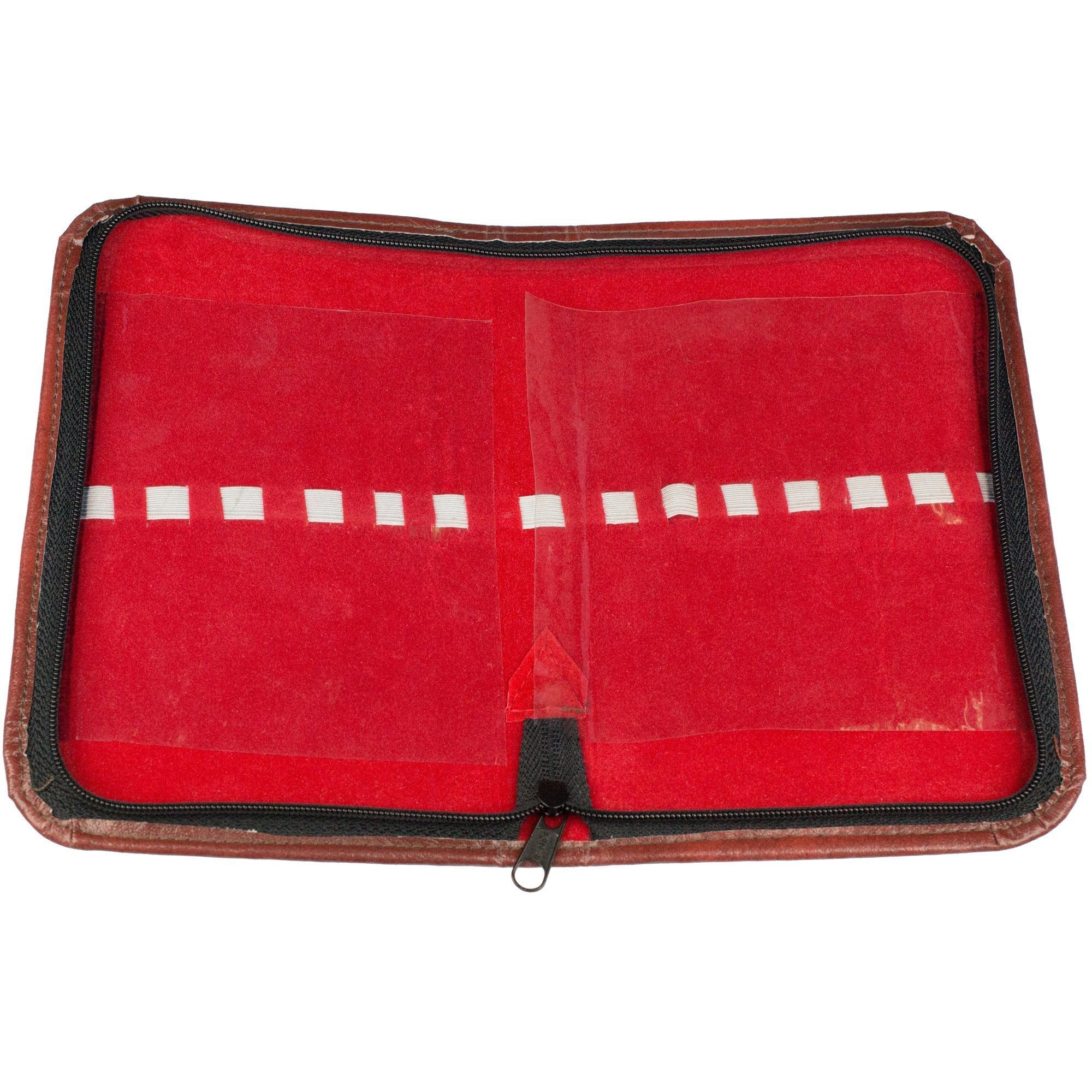 Maniküre-Etui Studentenetui aus Kunstleder - leer - Farbe: Rot-Braun