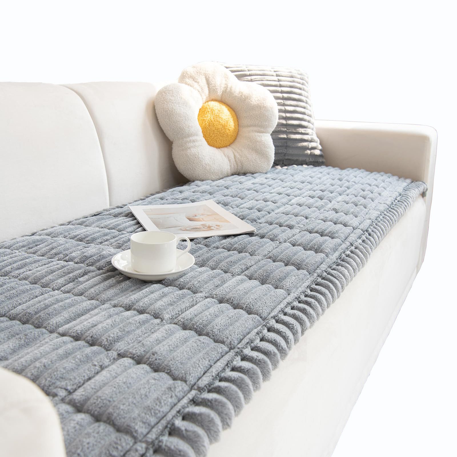 Minicloss Sofaschoner Weiche Flanell Sofa überzug Waschbar - Neue Sitzkissenbezüge, rutschfeste Sofabezug