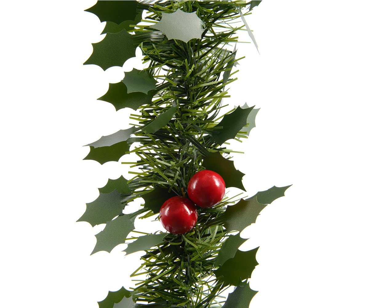 Decoris season decorations Girlanden, Weihnachtsgirlande mit Stechpalme und Beeren 10cm grün 2.7 