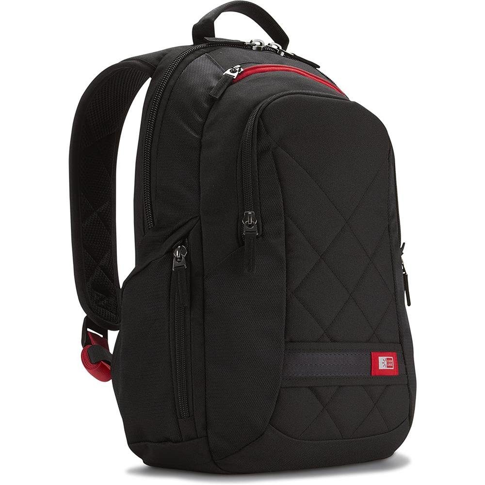 Case Logic Notebook-Rucksack DLBP114K, Notebook Laptop Rucksack, Backpack, Notebookfach 14,1 Zoll, für 13" / 15" Macbook geeignet, Handyfach, Schulrucksack, Sport Freizeit Arbeit Tasche, Reisen, schwarz